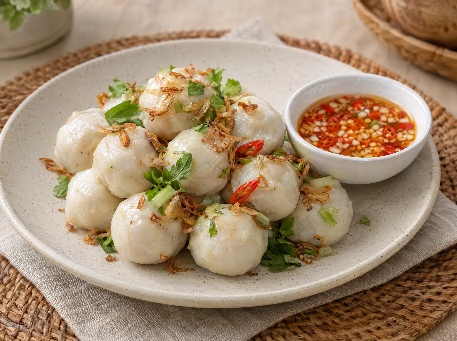 Bakso ikan tuna dengan sambal